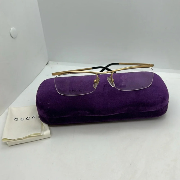 Gucci GG1850 COL.04 135 Eyeglasses Frames RXable.  Case Bag. Brushed Gold. New - Picture 3 of 14